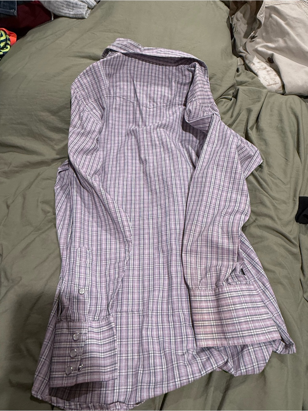 Lavender Plaid Button-Up Shirt - Classic Long Sleeve Top